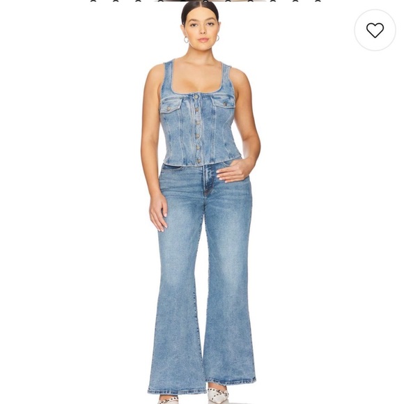 Good American Good Waist Palazzo Jeans Indigo Size 10 NWT - Picture 6 of 12